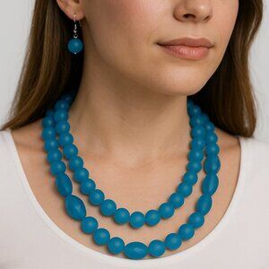 Paparazzi Blue Frosted Bead Necklace Set